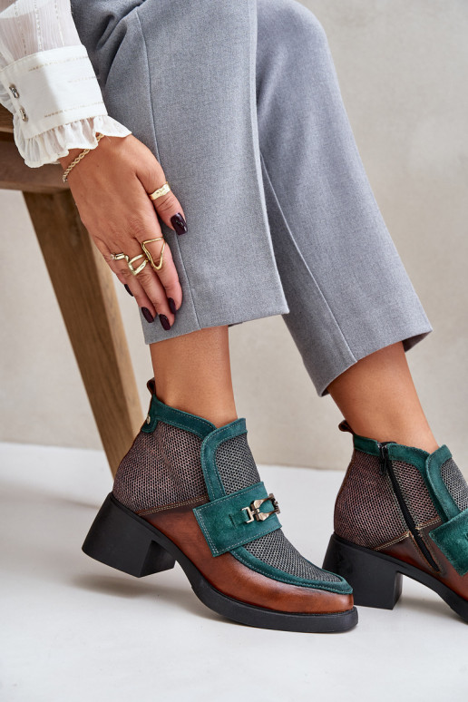 Pealhk Pealiste poolsaapad Sellel onssiivsetel kontsadel kaunistustega Sellel onciejka A6747-29 pruunid värvi-Rohelist värvi Pealhk Pealiste poolsaapad Sellel onssiivsetel kontsadel kaunistustega Sellel onciejka A6747-29 pruunid värvi-Rohelist värvi