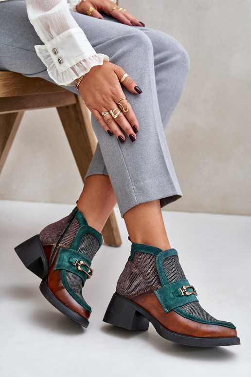 Pealhk Pealiste poolsaapad Sellel onssiivsetel kontsadel kaunistustega Sellel onciejka A6747-29 pruunid värvi-Rohelist värvi Pealhk Pealiste poolsaapad Sellel onssiivsetel kontsadel kaunistustega Sellel onciejka A6747-29 pruunid värvi-Rohelist värvi