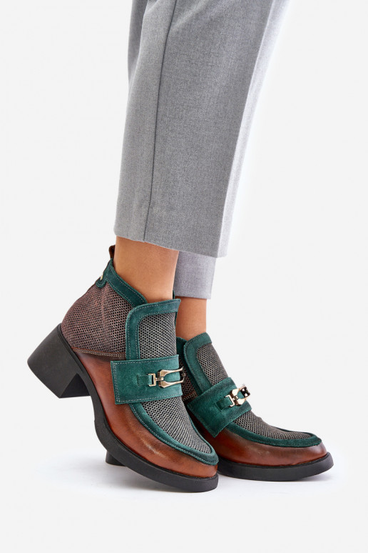 Pealhk Pealiste poolsaapad Sellel onssiivsetel kontsadel kaunistustega Sellel onciejka A6747-29 pruunid värvi-Rohelist värvi Pealhk Pealiste poolsaapad Sellel onssiivsetel kontsadel kaunistustega Sellel onciejka A6747-29 pruunid värvi-Rohelist värvi