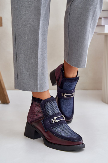 Pealhk Pealiste poolsaapad Sellel onssiivsetel kontsadel kaunistustega Sellel onciejka A6747-23 bordoo-värvisisseo-tumesinist vä