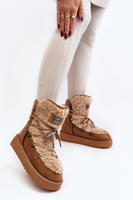 INodoodporne nööpidega lumesaapad platvormiga Vegan D.Franklin DFSH370004 pruunid värvi