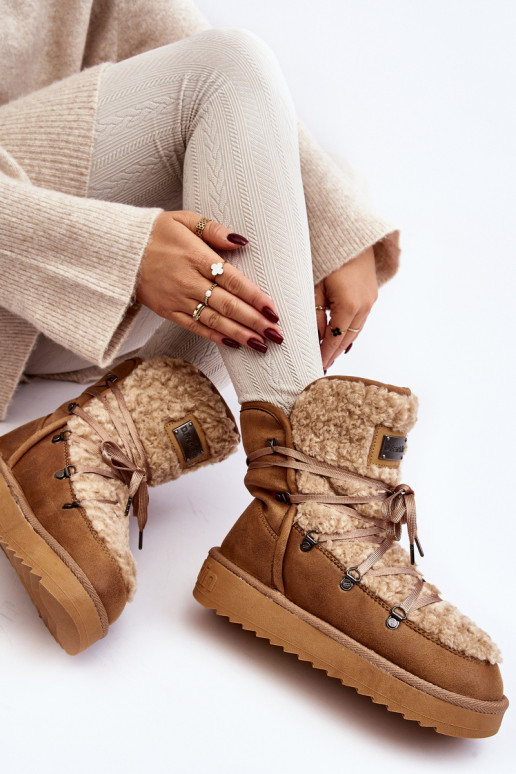 INodoodporne nööpidega lumesaapad platvormiga Vegan D.Franklin DFSH370004 pruunid värvi