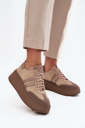 Pealhk seemisnakhsed Sneakers tüüpi jalanõud Pealiste omad platvormiga Zazoo 3775 beeži värvi