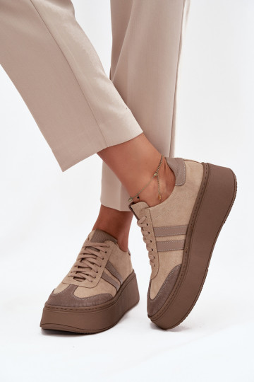 Pealhk seemisnakhsed Sneakers tüüpi jalanõud Pealiste omad platvormiga Zazoo 3775 beeži värvi 2