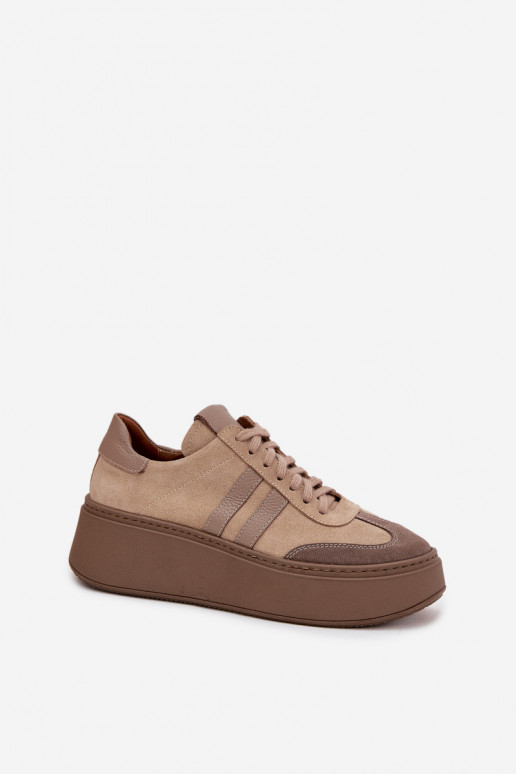 Pealhk seemisnakhsed Sneakers tüüpi jalanõud Pealiste omad platvormiga Zazoo 3775 beeži värvi