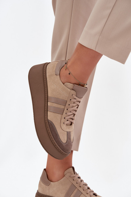 Pealhk seemisnakhsed Sneakers tüüpi jalanõud Pealiste omad platvormiga Zazoo 3775 beeži värvi