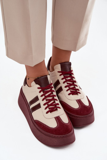 Pealhk Sneakers tüüpi jalanõud Pealiste omad platvormiga Zazoo 3775 beeži värvi-bordoo-värvi