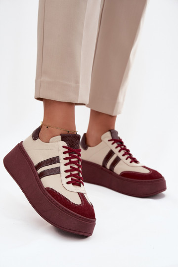 Pealhk Sneakers tüüpi jalanõud Pealiste omad platvormiga Zazoo 3775 beeži värvi-bordoo-värvi 2