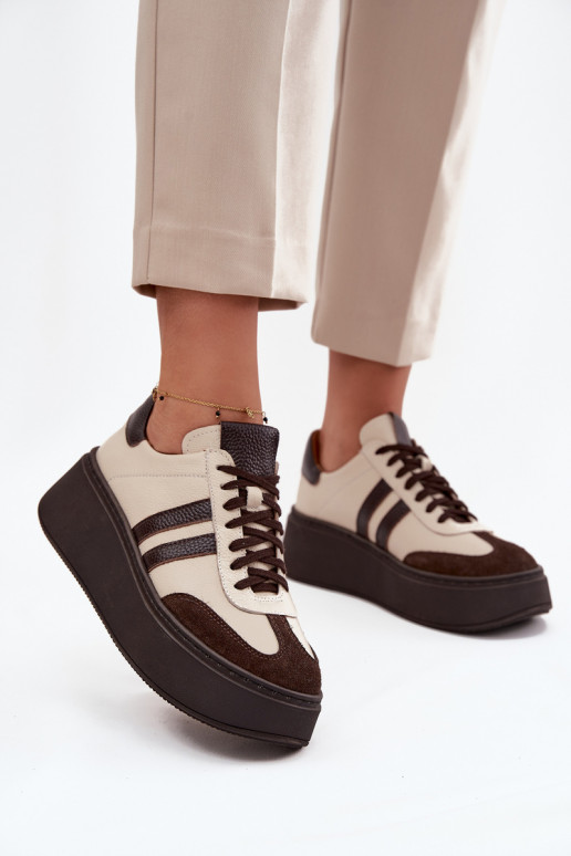 Pealhk Sneakers tüüpi jalanõud Pealiste omad platvormiga Zazoo 3775 beeži värvi-Czekoladosissee