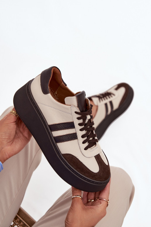 Pealhk Sneakers tüüpi jalanõud Pealiste omad platvormiga Zazoo 3775 beeži värvi-Czekoladosissee