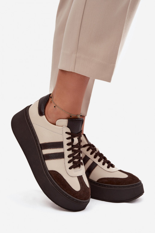 Pealhk Sneakers tüüpi jalanõud Pealiste omad platvormiga Zazoo 3775 beeži värvi-Czekoladosissee