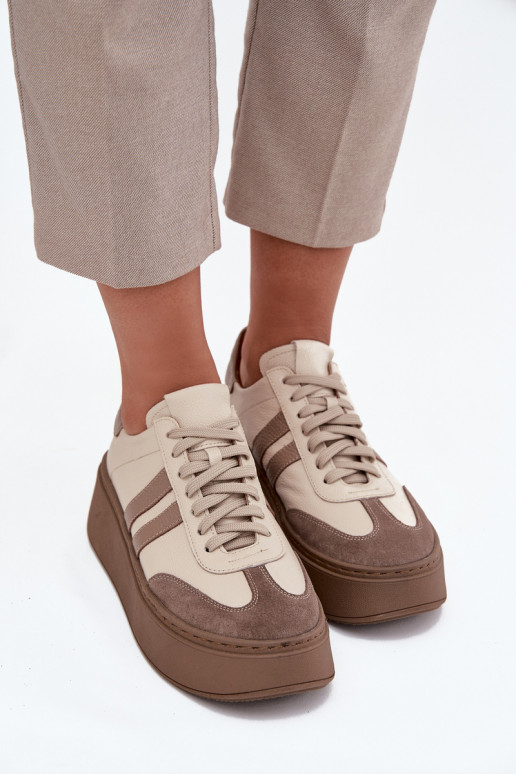 Pealhk Sneakers tüüpi jalanõud Pealiste omad platvormiga Zazoo 3775 beeži värvi Pealhk Sneakers tüüpi jalanõud Pealiste omad platvormiga Zazoo 3775 beeži värvi