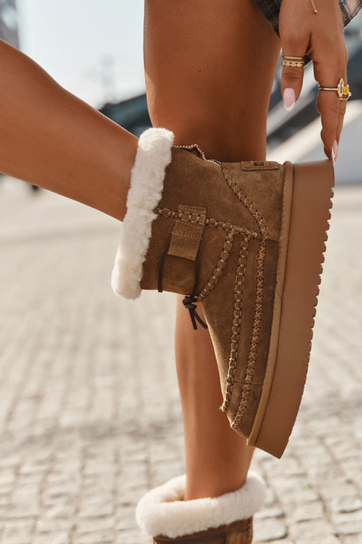 Soomusnahast talvesaapad naistele dekoratiivsete õmblustega, Big Star SS274373, pruuni värv Soomusnahast talvesaapad naistele dekoratiivsete õmblustega, Big Star SS274373, pruuni värv