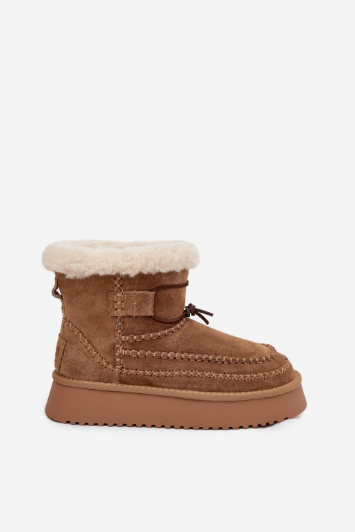 Soomusnahast talvesaapad naistele dekoratiivsete õmblustega, Big Star SS274373, pruuni värv Soomusnahast talvesaapad naistele dekoratiivsete õmblustega, Big Star SS274373, pruuni värv