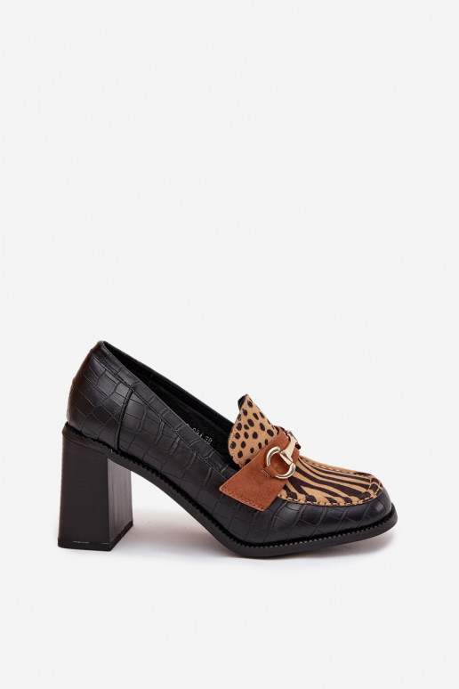 Naistel kõrged kontsad kingad reljeefsete ja kuldsete detailidega, musta ja liiva värvi, Novella Naistel kõrged kontsad kingad reljeefsete ja kuldsete detailidega, musta ja liiva värvi, Novella