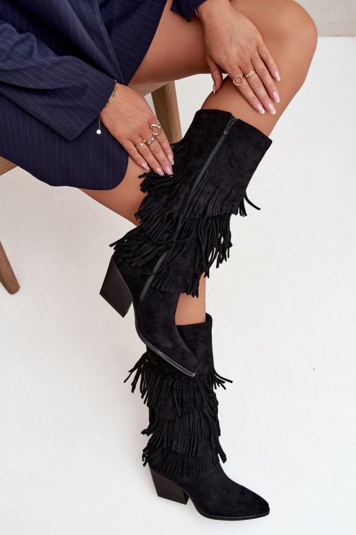 Soojad mustad kauboi stiilis pikad saapad kutidega, Brivina Soojad mustad kauboi stiilis pikad saapad kutidega, Brivina