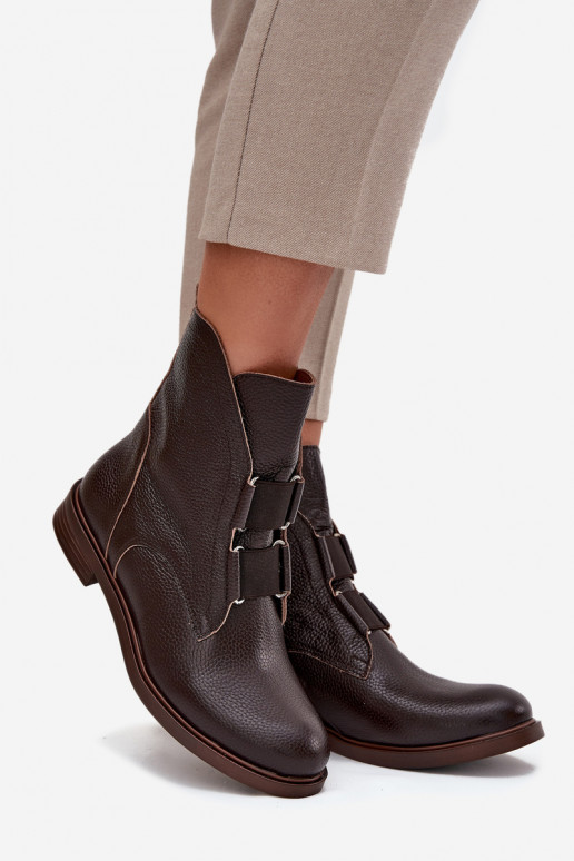 Pealiste poolsaapadPealturalnej Skóry laiade nööridega Zazoo 3842 Czekoladosissee