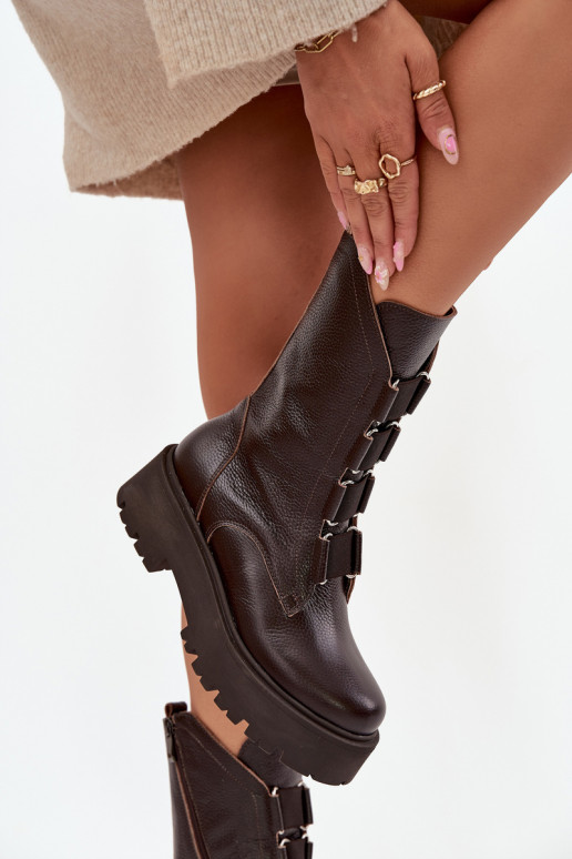 Pealiste poolsaapadPealturalnej Skóry platvormiga Zazoo 3795 Czekoladosissee