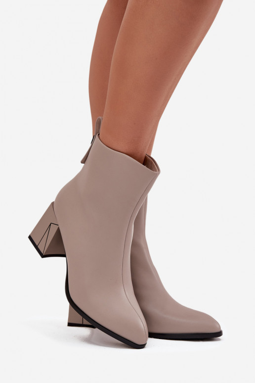 voodriga Pealiste poolsaapad kõrge jämeda kontsagaPealturalnej Skóry Vinceza 66812 Halli värvi