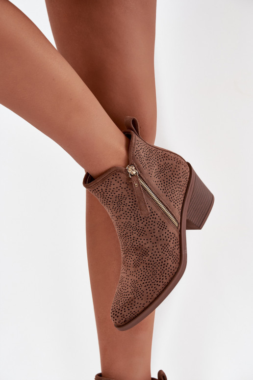 kauboistiilis saapad Pealiste omad kõrge jämeda kontsaga S.Barski HY52-538 pruunid värvi