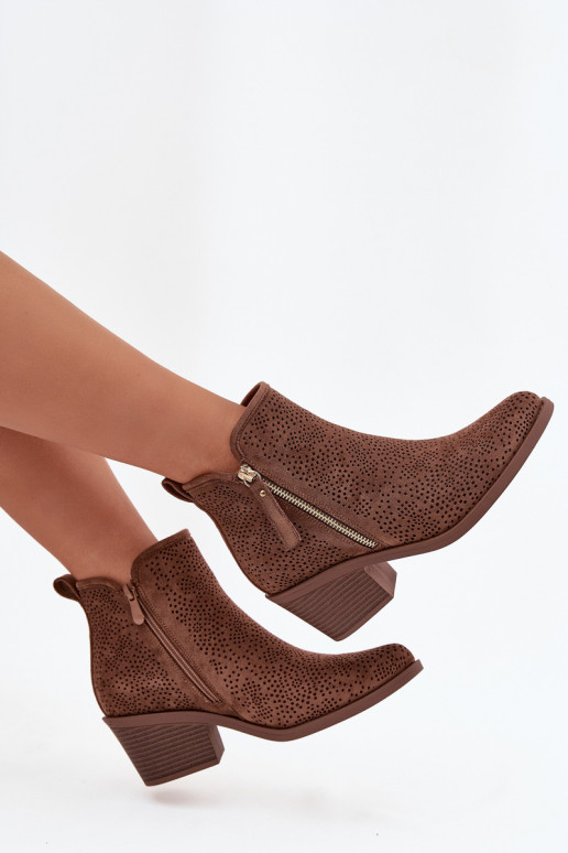 kauboistiilis saapad Pealiste omad kõrge jämeda kontsaga S.Barski HY52-538 pruunid värvi