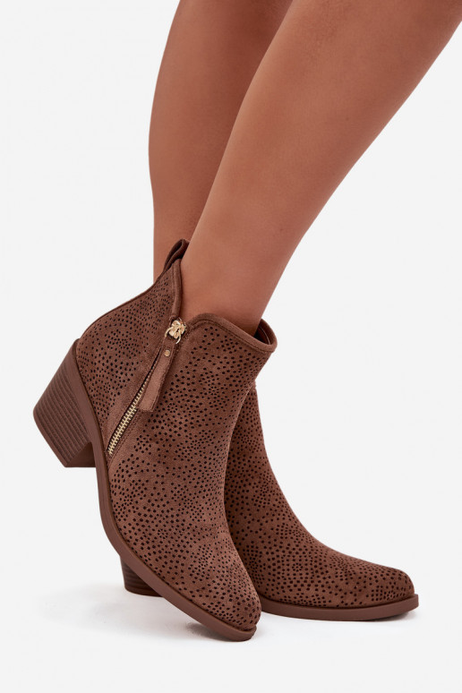 kauboistiilis saapad Pealiste omad kõrge jämeda kontsaga S.Barski HY52-538 pruunid värvi