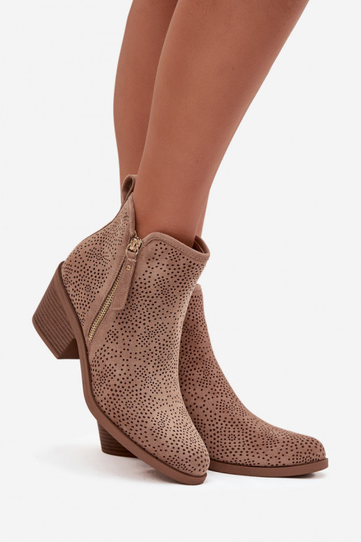 kauboistiilis saapad Pealiste omad kõrge jämeda kontsaga S.Barski HY52-538 beeži värvi