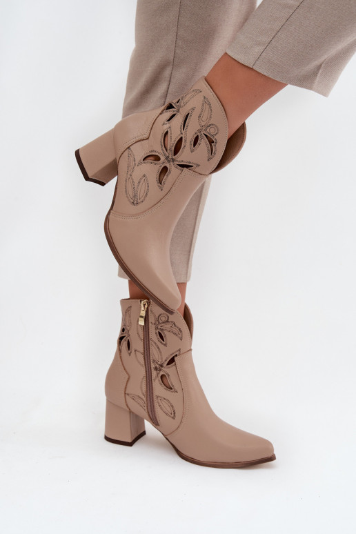 Pealhk Ažuurne Pealiste poolsaapad Zazoo 3647 Elevandiluu värvi