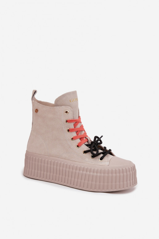 seemisnakhsed voodriga naiste saapad platvormiga GOE SS2N4047 beeži värvi