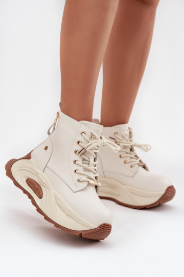 Pealhk voodriga Pealiste poolsaapad platvormiga GOE SS2N4300 Elevandiluu värvi 2