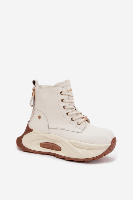 Pealhk voodriga Pealiste poolsaapad platvormiga GOE SS2N4300 Elevandiluu värvi