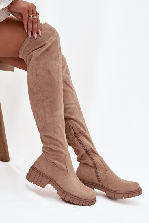 naiste pika säärega saapad Põlve jaoks S.Barski HY42-122 beeži värvi