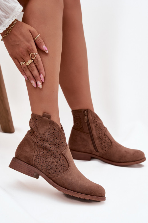 Pealiste poolsaapad laiade nööridega S.Barski HY52-532 pruunid värvi