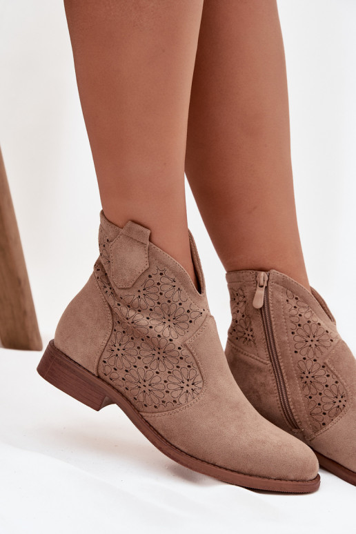 Pealiste poolsaapad laiade nööridega S.Barski HY52-532 beeži värvi