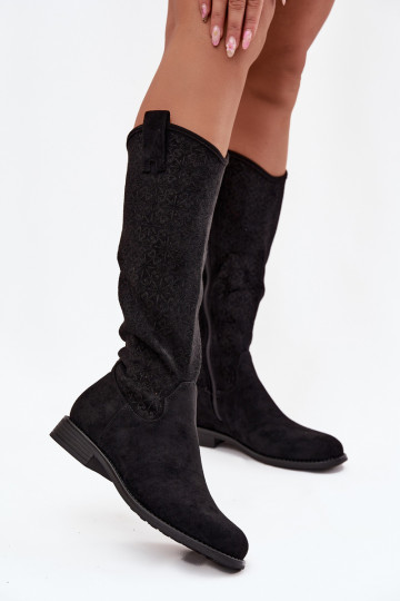 naiste pika säärega saapad Ažuurne laiade nööridega S.Barski HY52-534 msuud