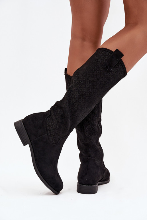 naiste pika säärega saapad Ažuurne laiade nööridega S.Barski HY52-534 msuud