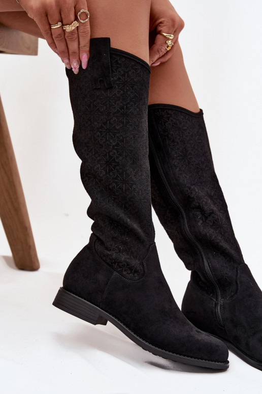 naiste pika säärega saapad Ažuurne laiade nööridega S.Barski HY52-534 msuud