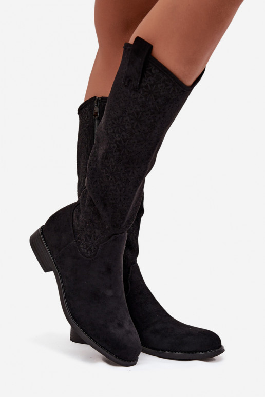 naiste pika säärega saapad Ažuurne laiade nööridega S.Barski HY52-534 msuud