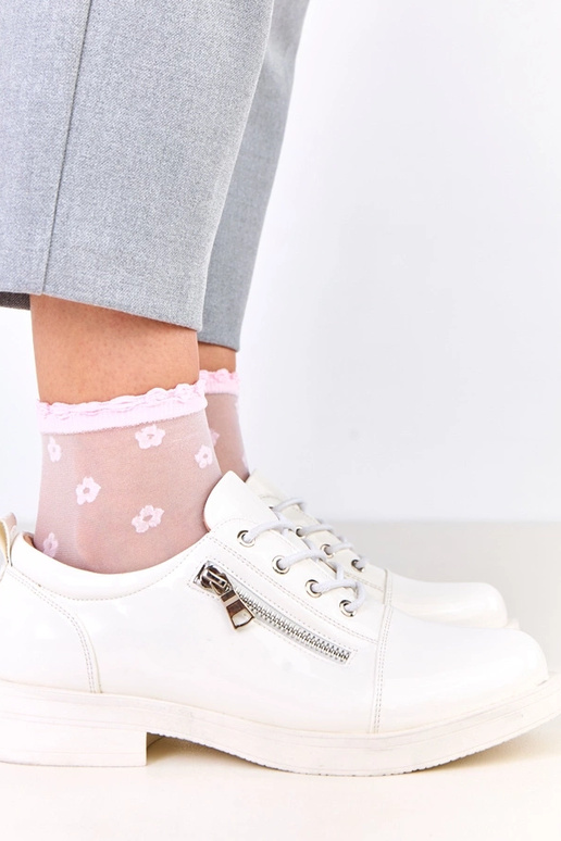 Valged läikivad naiste poolsaapad,...