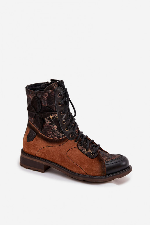 Pealhk Pealiste poolsaapadPealturalnej Skóry laiade nööridega Sellel onciejka 07004-29 pruunid värvi