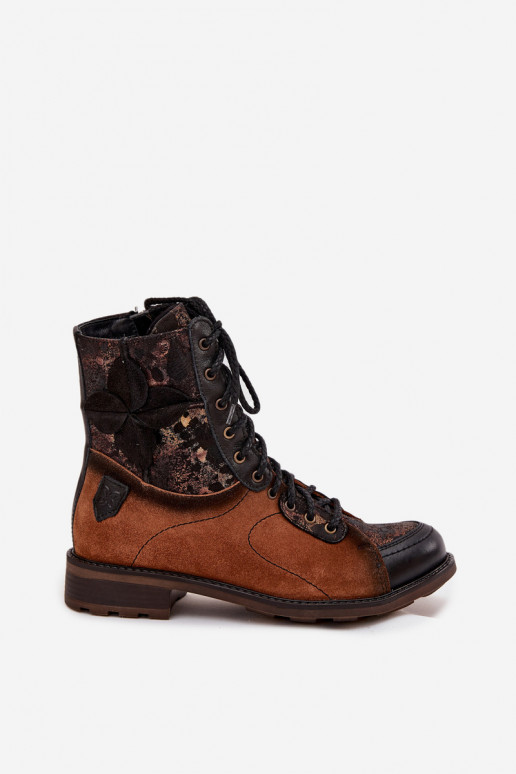 Pealhk Pealiste poolsaapadPealturalnej Skóry laiade nööridega Sellel onciejka 07004-29 pruunid värvi