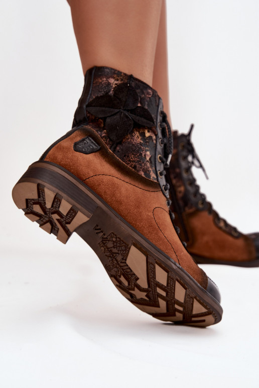 Pealhk Pealiste poolsaapadPealturalnej Skóry laiade nööridega Sellel onciejka 07004-29 pruunid värvi