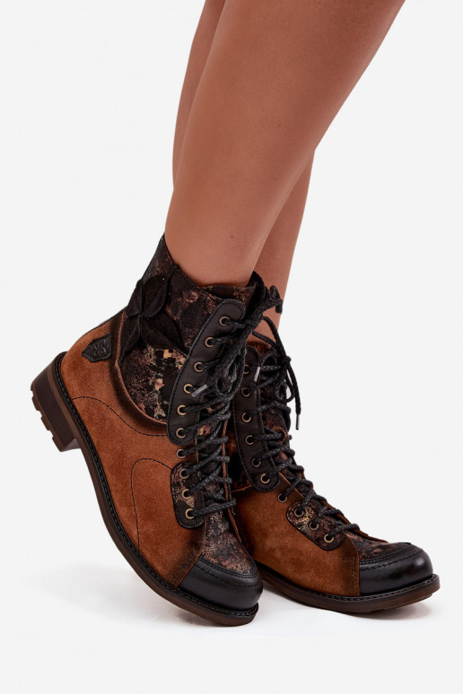 Pealhk Pealiste poolsaapadPealturalnej Skóry laiade nööridega Sellel onciejka 07004-29 pruunid värvi