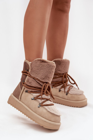 nööpidega lumesaapad Pealiste omad karusnahaga D.Franklin DFSH370012 beeži värvi 2