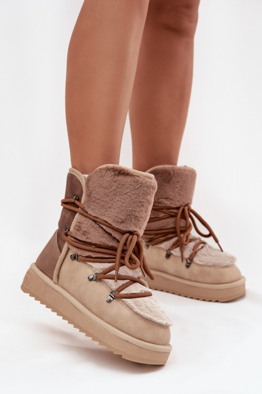 nööpidega lumesaapad Pealiste omad karusnahaga D.Franklin DFSH370012 beeži värvi