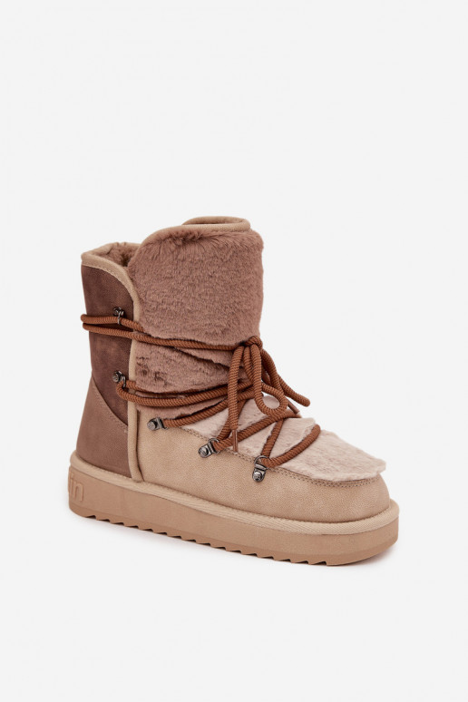 nööpidega lumesaapad Pealiste omad karusnahaga D.Franklin DFSH370012 beeži värvi