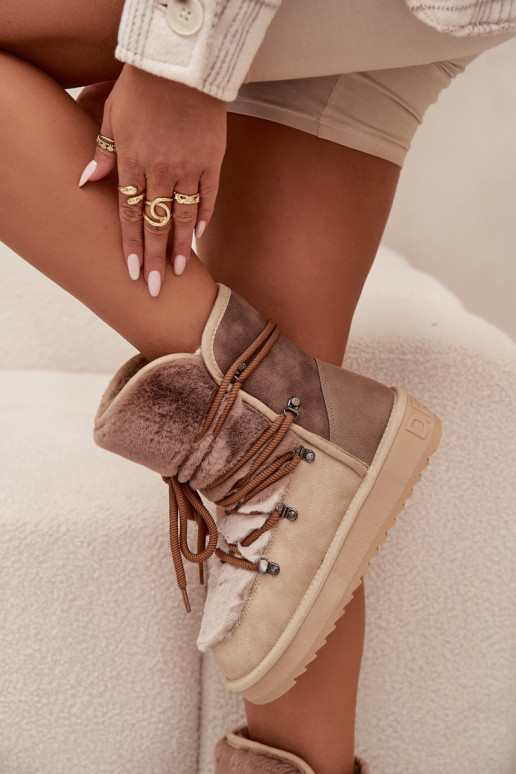 nööpidega lumesaapad Pealiste omad karusnahaga D.Franklin DFSH370012 beeži värvi