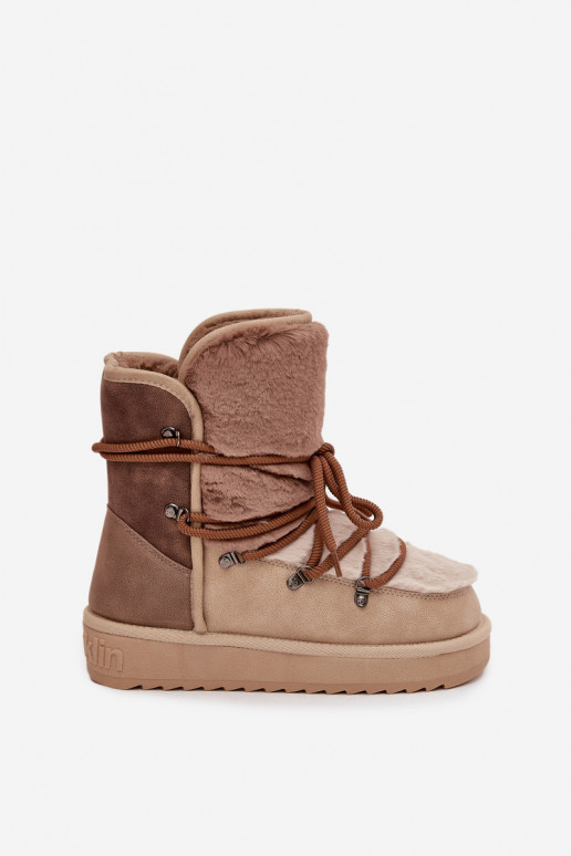 nööpidega lumesaapad Pealiste omad karusnahaga D.Franklin DFSH370012 beeži värvi