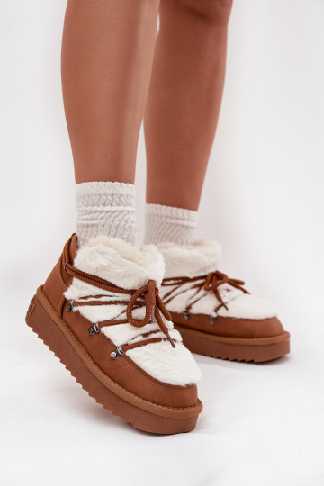 Sellel ondal nööpidega lumesaapad platvormiga karusnahaga D.Franklin DFSH370011 pruunid värvi 2
