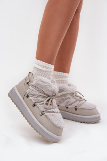 Sellel ondal nööpidega lumesaapad platvormiga karusnahaga D.Franklin DFSH370011 Halli värvi 2